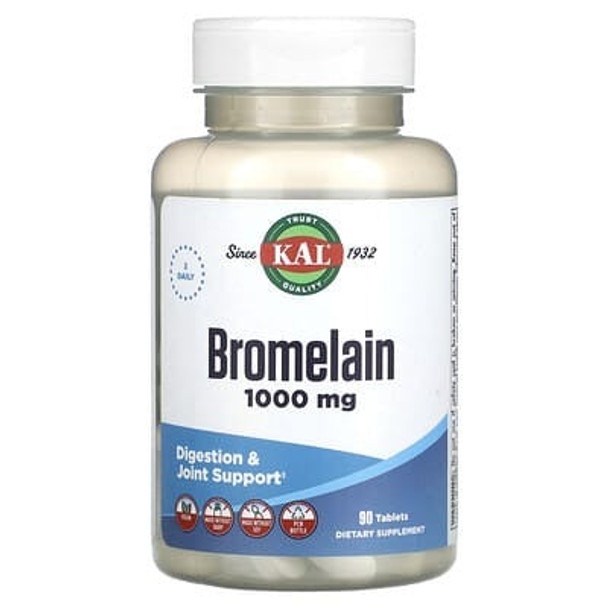 KAL, Bromelain, 90 Tablets (500 mg per Tablet)