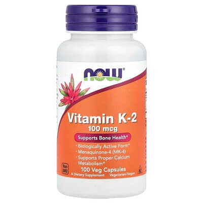 NOW Foods, Vitamin K-2, 100 mcg, 100 Veg Capsules