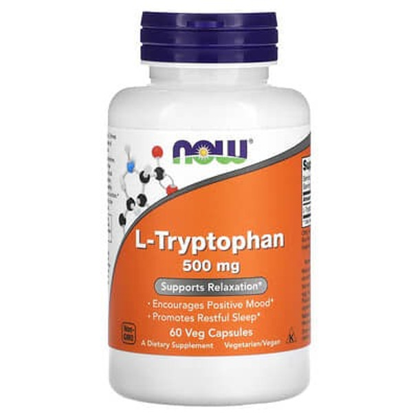 NOW Foods, L-Tryptophan, 500 mg, 60 Veg Capsules