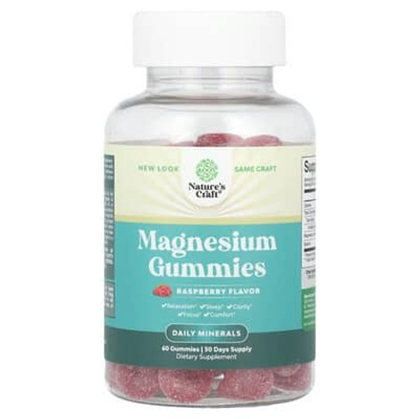 Nature's Craft, Magnesium Gummies, Raspberry, 60 Gummies Nature's Craft, Magnesium Gummies, Raspberry, 60 Gummies