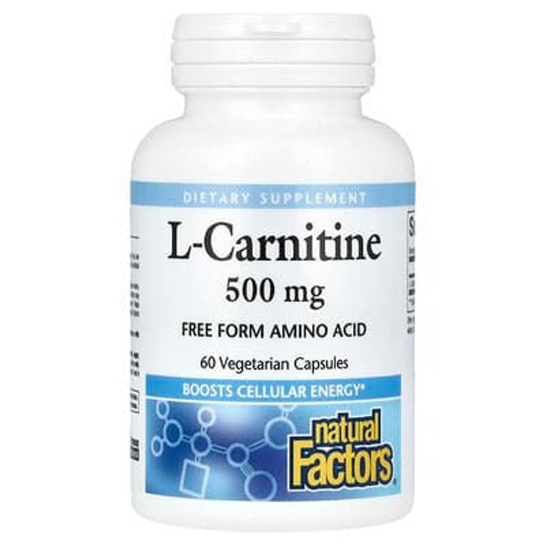 Natural Factors, L-Carnitine, 500 mg, 60 Vegetarian Capsules