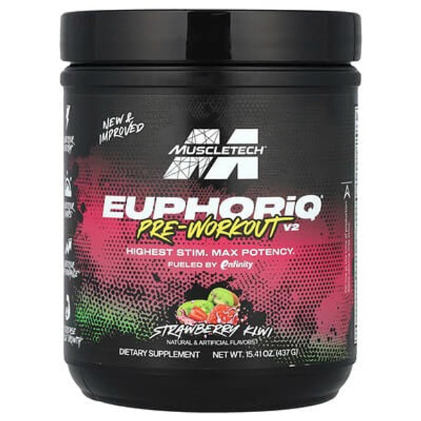 MuscleTech, EuphoriQ® Pre-Workout V2, Strawberry Kiwi, 15.41 oz (437 g) MuscleTech, EuphoriQ® Pre-Workout V2, Strawberry Kiwi, 15.41 oz (437 g)