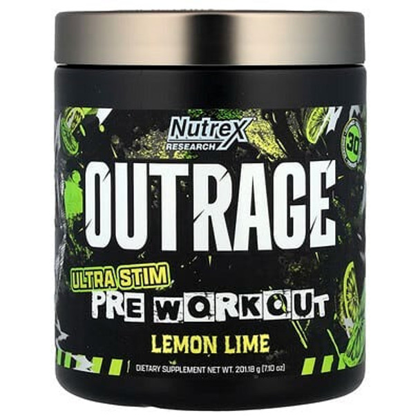 Nutrex Research, Outrage, Ultra Stim Pre Workout, Lemon Lime, 7.1 oz (201.18 g)
