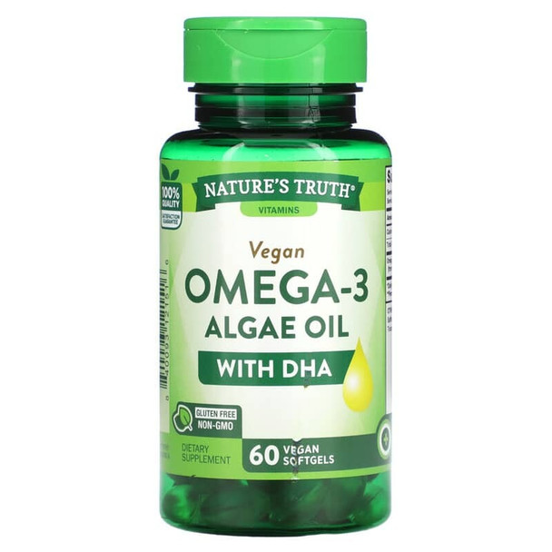 Nature's Truth, Vegan Omega-3 Algae Oil with DHA, 200 mg, 60 Vegan Softgels Nature's Truth, Vegan Omega-3 Algae Oil with DHA, 200 mg, 60 Vegan Softgels