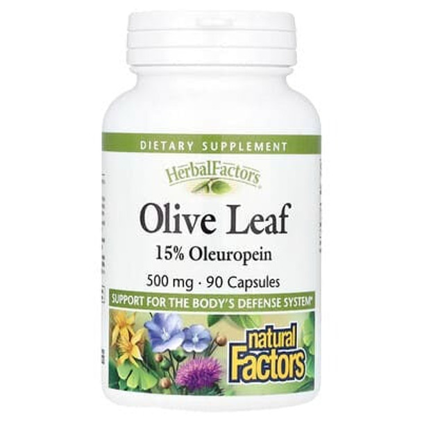 Natural Factors, HerbalFactors®, Olive Leaf, 500 mg, 90 Capsules