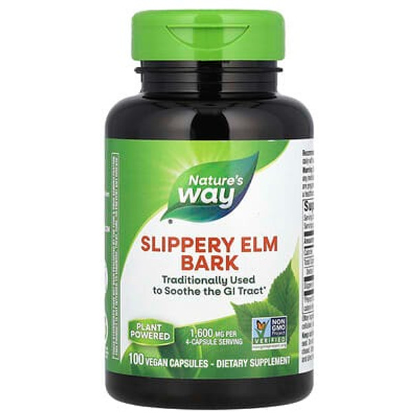 Nature's Way, Slippery Elm Bark, 100 Vegan Capsules (400 mg per Capsule)