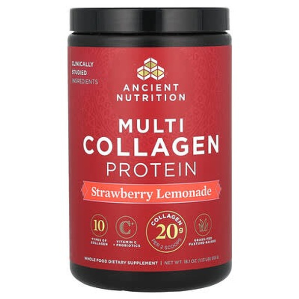 Ancient Nutrition, Multi Collagen Protein, Strawberry Lemonade, 1.13 lbs (513 g)