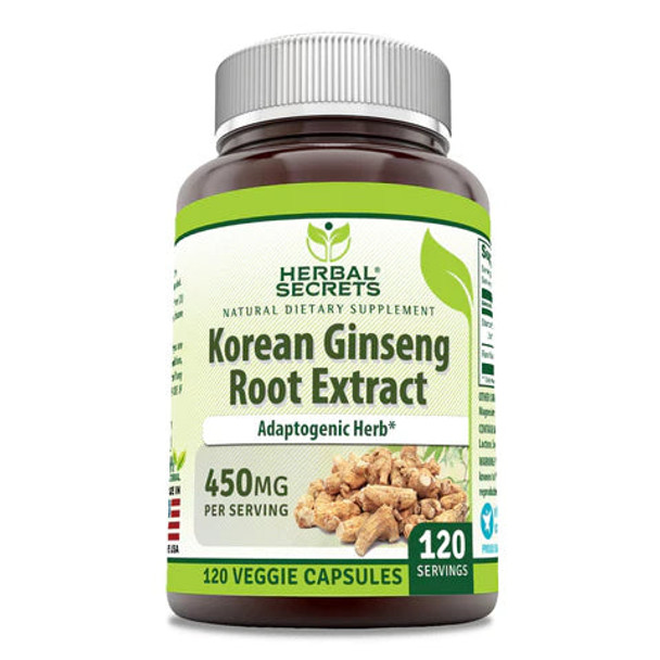 Herbal Secrets Korean Ginseng Root Extract | 450 Mg | 120 Veggie Capsules Herbal Secrets Korean Ginseng Root Extract | 450 Mg | 120 Veggie Capsules
