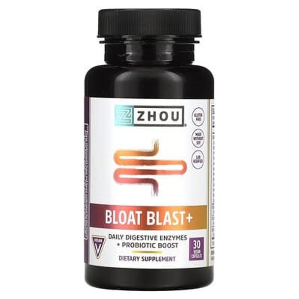 Zhou Nutrition, Bloat Blast+, 30 Vegan Capsules Zhou Nutrition, Bloat Blast+, 30 Vegan Capsules