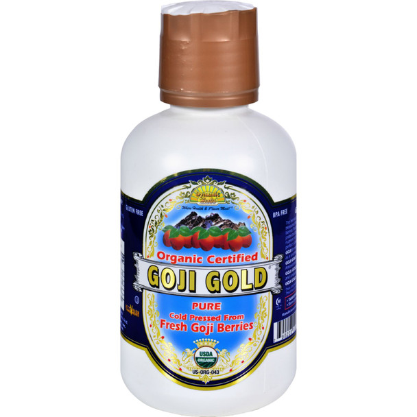 Dynamic Health Goji Gold | Organic Goji 100% Juice | Vegetarian, No Gluten or BPA, Dietary Supplement | 16oz