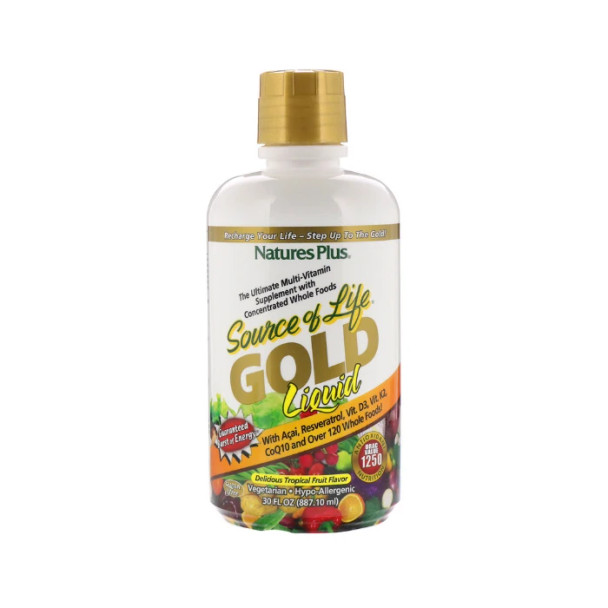Natures Plus Source Of Life Gold Liquid Ultimate Multi-Vitamin Delicious Tropical Fruit Flavor - 30 fl. oz