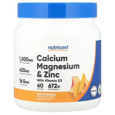 Nutricost, Calcium Magnesium & Zinc with Vitamin D3, Peach Mango, 24 oz (672 g)
