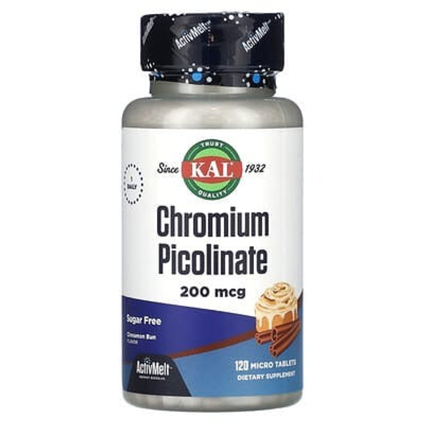 KAL, Chromium Picolinate, Sugar Free, Cinnamon Bun, 200 mcg, 120 Micro Tablets KAL, Chromium Picolinate, Sugar Free, Cinnamon Bun, 200 mcg, 120 Micro Tablets
