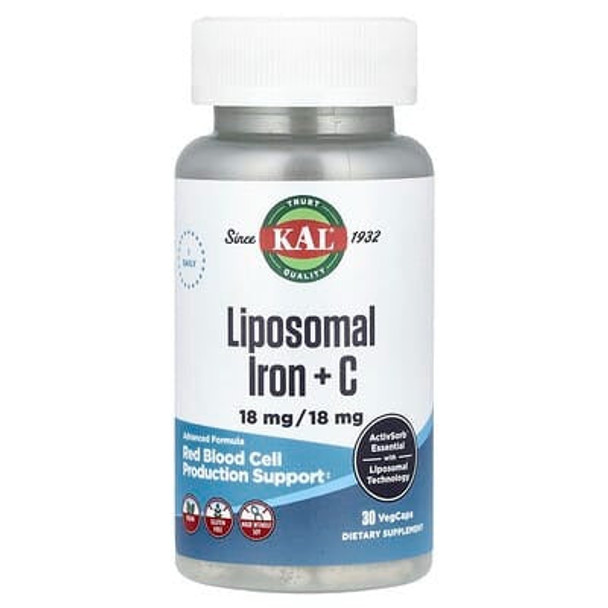 KAL, Liposomal Iron + C, 30 VegCaps