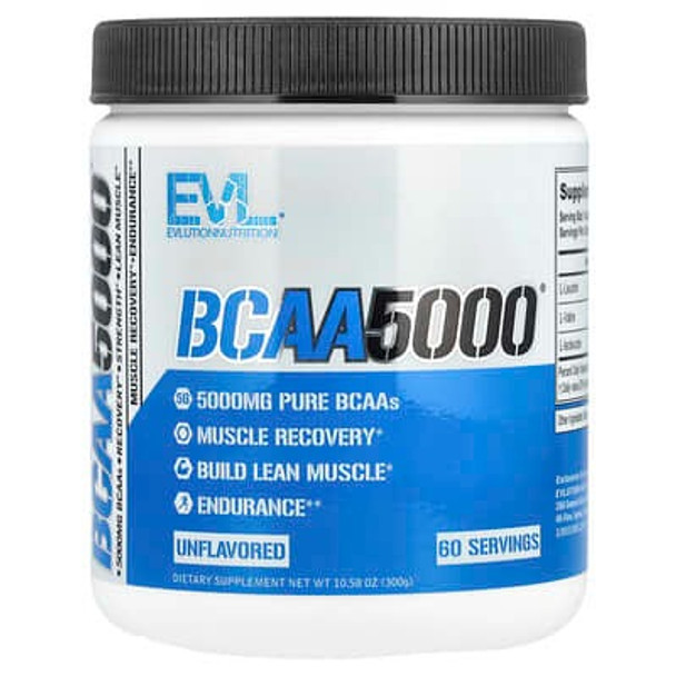 EVLution Nutrition, BCAA5000®, Unflavored, 10.58 oz (300 g)