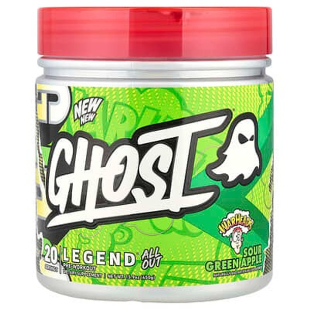 Ghost, Legend® All Out Pre-Workout, Warheads® Sour Green Apple, 15.9 oz (450 g)
