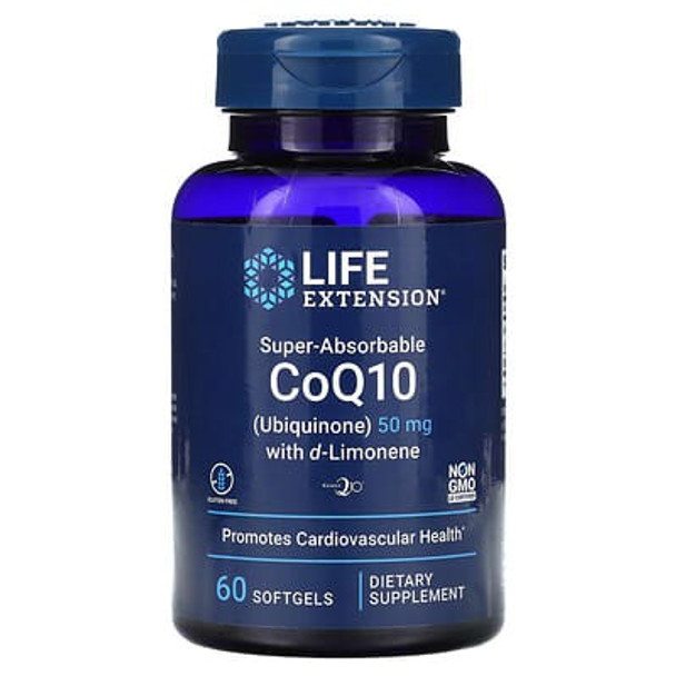 Life Extension, Super-Absorbable CoQ10 with d-Limonene, 50 mg, 60 Softgels