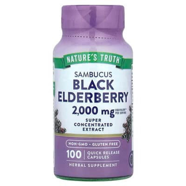 Nature's Truth, Sambucus Black Elderberry, 2,000 mg, 100 Quick Release Capsules (1,000 mg per Capsule)
