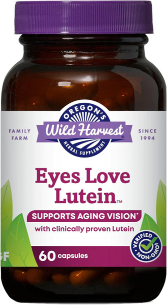 Oregon's Wild Harvest Eyes Love Lutein Capsules, Non-GMO Organic Herbal Supplements, 60 Count