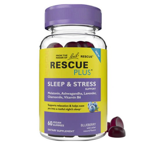 Bach Rescue Plus Sleep & Stress Support, Blueberry, 60 Vegan Gummies