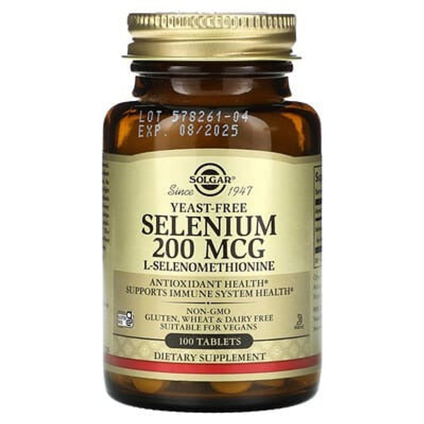 Solgar, Selenium, Yeast-Free, 200 mcg, 100 Tablets
