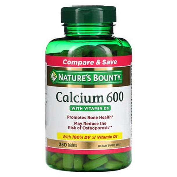 Nature's Bounty Calcium 600, with Vitamin D3, 250 Tablets