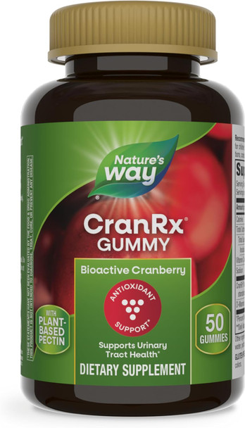 Nature's Way CranRx Cranberry Gummies, Urinary Tract Health Support*, 100% Whole Cranberry Fruit Concentrate with D-Mannose, Vitamin C, 50 Gummies (Packaging May Vary) Nature's Way CranRx Cranberry Gummies, Urinary Tract Health Support*, 100% Whole Cranberry Fruit Concentrate with D-Mannose, Vitamin C, 50 Gummies (Packaging May Vary)