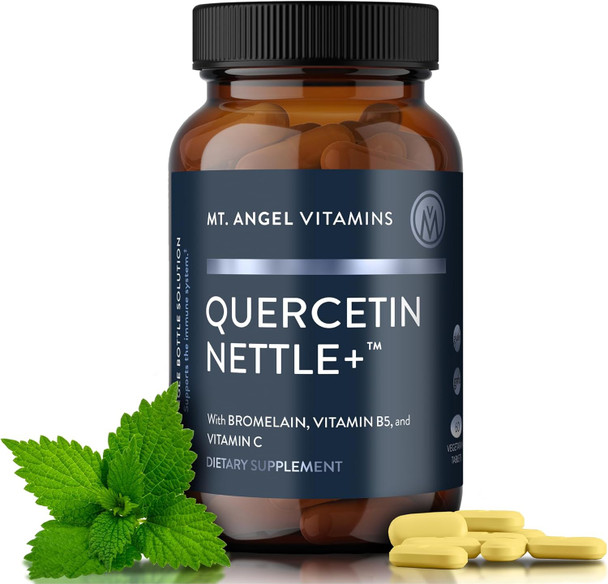 Mt. Angel Vitamins Quercetin Nettle+ - Supports Allergy Wellness & Sinus Health, Featuring Quercetin with Bromelain, Crafted for Seasonal Well-Being, cGMP Certified, Made in USA, 60 Tablets Mt. Angel Vitamins Quercetin Nettle+ - Supports Allergy Wellness & Sinus Health, Featuring Quercetin with Bromelain, Crafted for Seasonal Well-Being, cGMP Certified, Made in USA, 60 Tablets