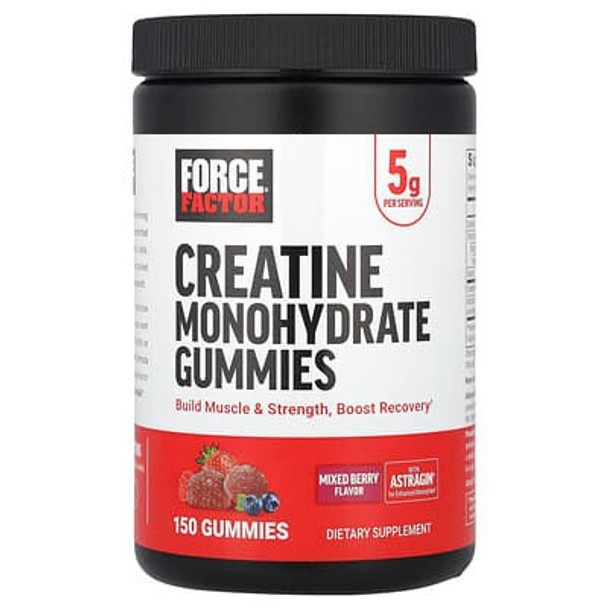 Force Factor, Creatine Monohydrate Gummies, Mixed Berry, 5 g, 150 Gummies