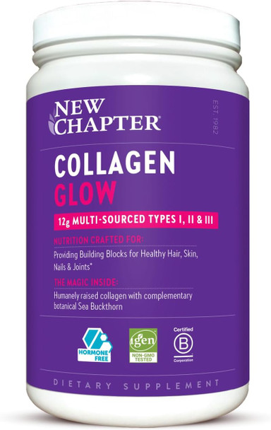 New Chapter Beauty Collagen Glow, 12g Collagen Peptides (Types I, Ii, Iii), Unflavored, 20 Servings, 8.7 Ounce