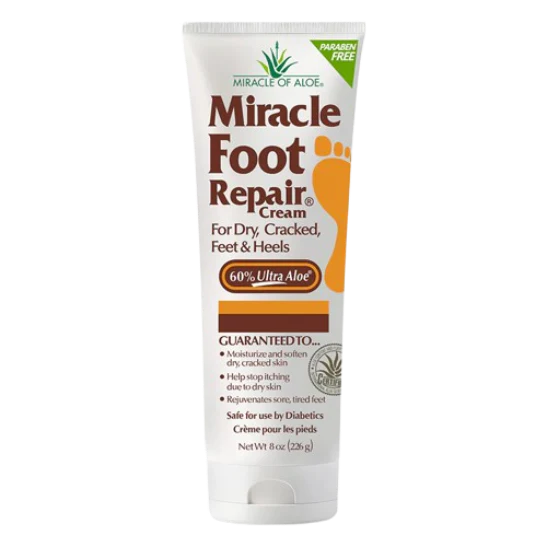 miracle foot repair cream 8 oz, moisturizes softens, by miracle of aloe