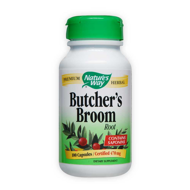 Nature's Way Butcher's Broom 470 mg. - 100 Vegetarian Capsules