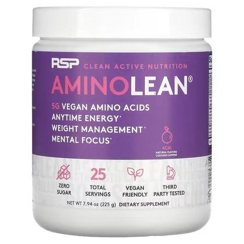 Aminolean Injection RSP Nutrition, AminoLean, 5 g Vegan Amino Acids + Anytime Energy, Acai ...