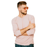 man wearing casual summer pink full sleeve t-shirt