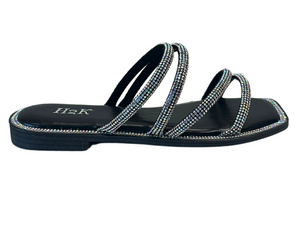 Rhinestoned Strappy Slides