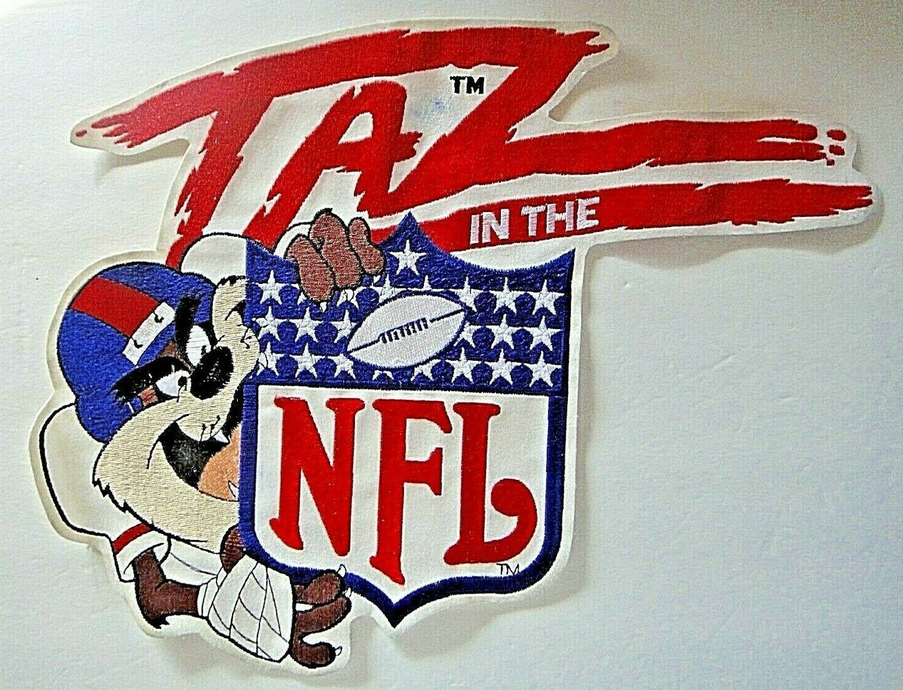 Vintage TAZ in the NFL Huge Jacket 12' x 17' Embroidered Patch (1990s) 