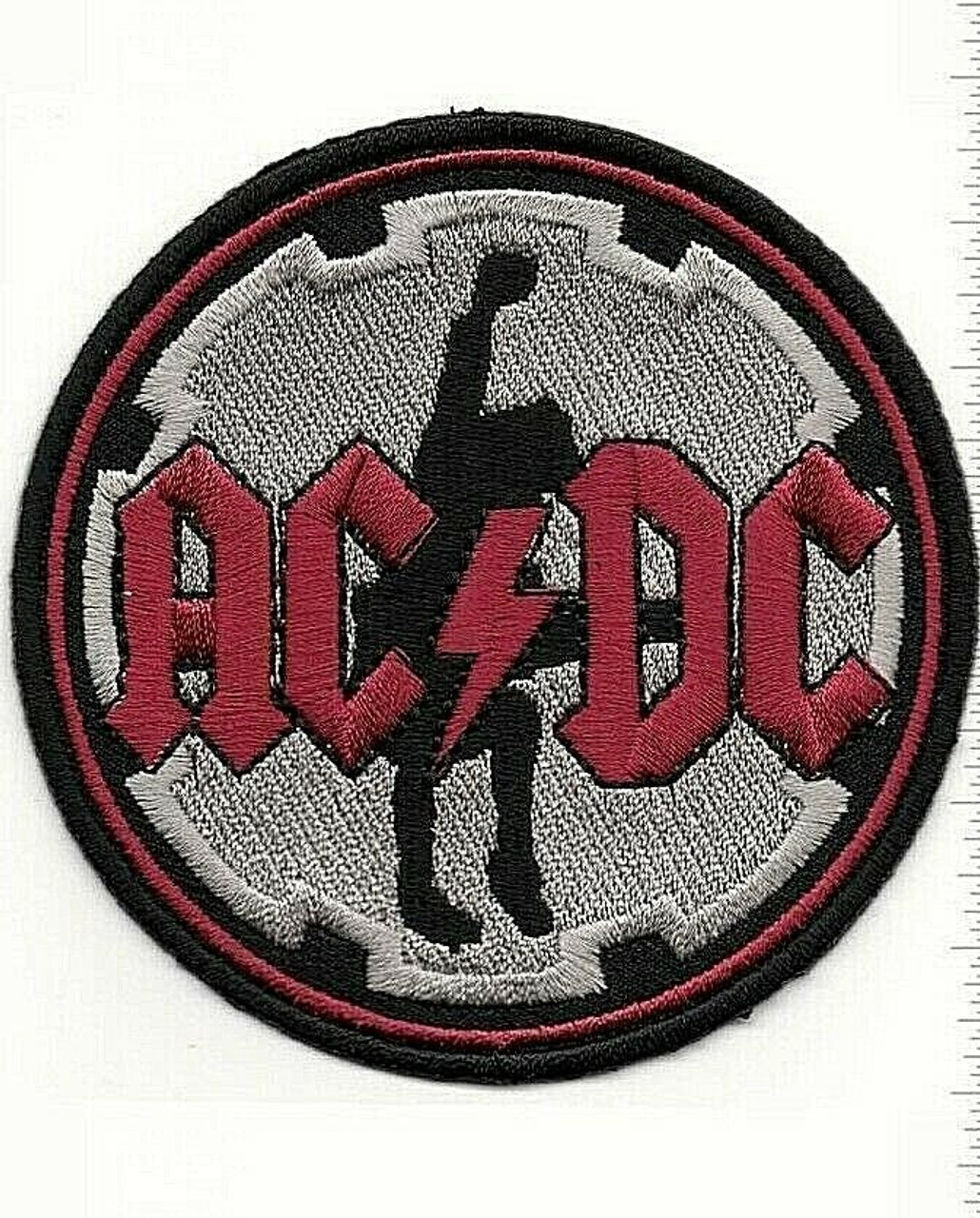 AC/DC Iron-On Patch Oval Black Letters Logo – Rock Band Patches