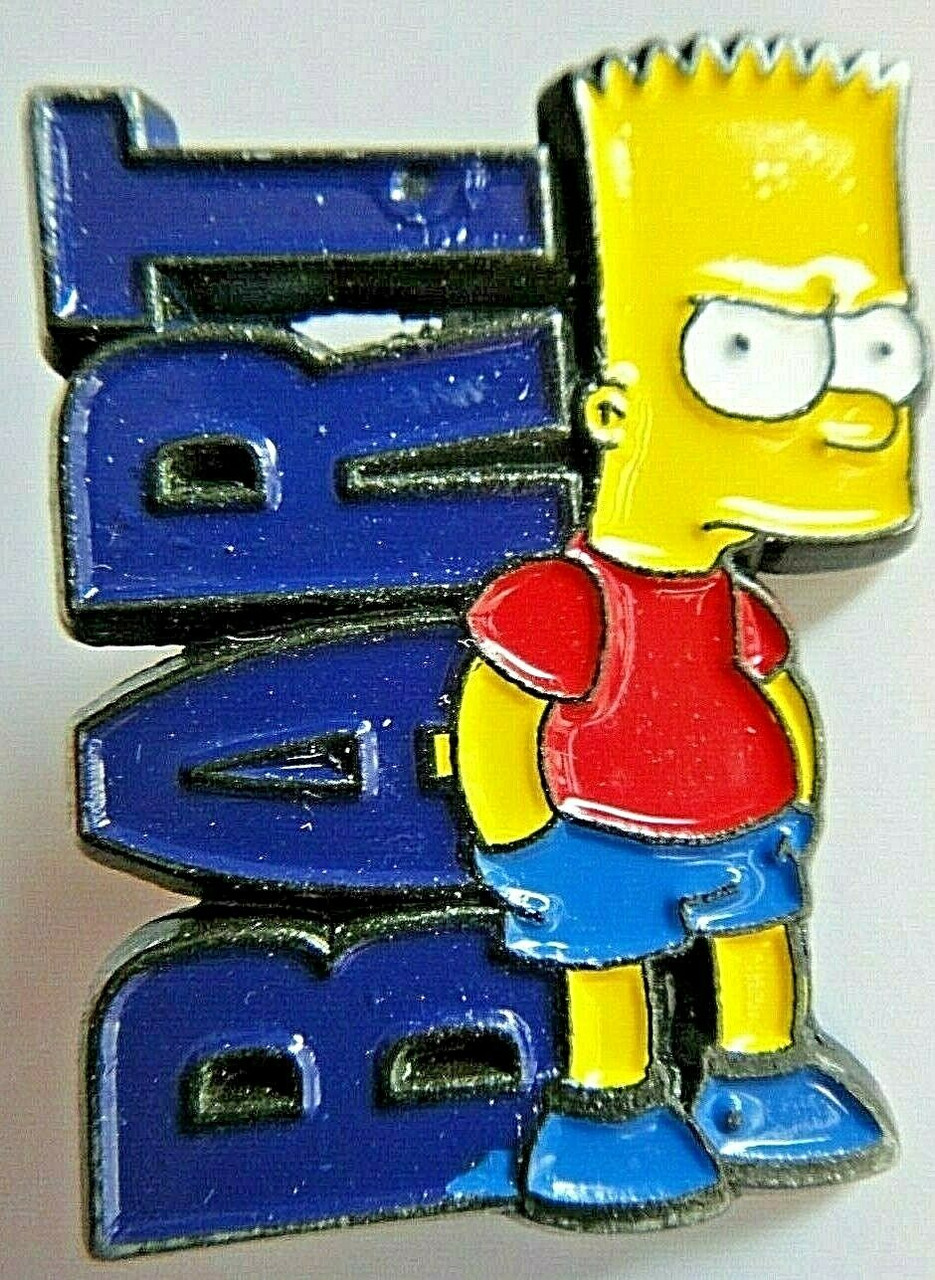 Vintage Sad BART SIMPSON Bummed Out Pin Enamel Pin Pinback 