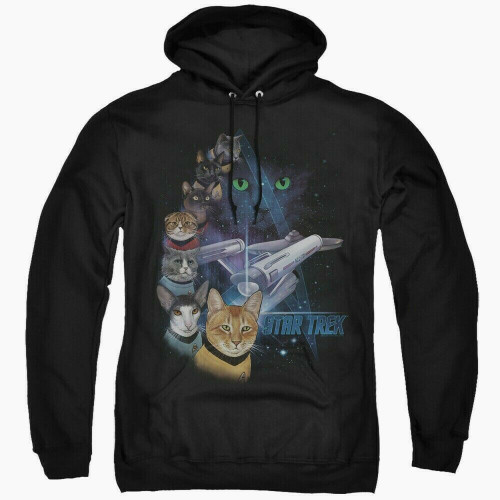 Star Trek Cats (Feline Galaxy Cast) Mens Pullover Hoodie -Available Sm to 2x
100% Cotton High Quality Pre Shrunk Machine Washable Hoodie