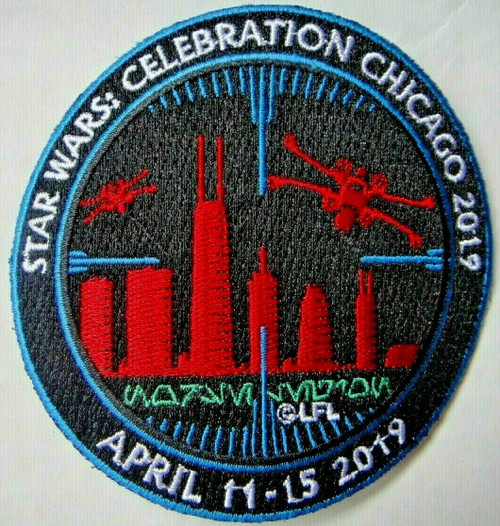 3.5 inches diameter, a new Star Wars Celebration Chicago 2019 Cityscape embroidered patch. Sew on or iron on.
 
Please note we will always combine shipping on like items.  Any additional patch or pin will ship for 50 cent per item.  Any additional payment will be reimbursed to your Paypal account.  Thank You. 