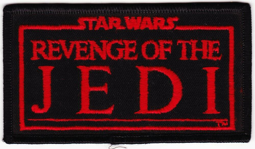 4.25 inches Wide, a new Star Wars VI, The Revenge of the Jedi Logo Embroidered Patch. Sew on or iron. 

Please note we will always combine shipping on like items.  Any additional patch or pin will ship for 50 cent per item.  Any additional payment will be reimbursed to your Paypal account.  Thank You.