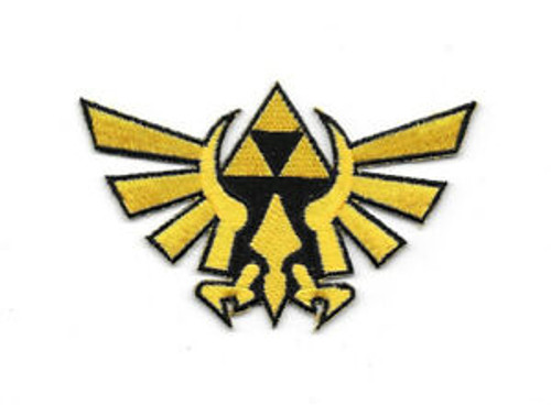 3.5 inch wide, a new Legend of Zelda Tri-force Logo (Nintendo) embroidered patch. 

Please note we will always combine shipping on like items.  Any additional patch or pin will ship for 50 cent per item.  Any additional payment will be reimbursed to your Paypal account.  Thank You.