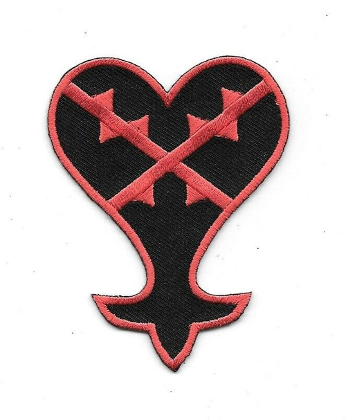 3 inches tall, a new Kingdom Heart Video Game Heartless Logo embroidered patch. Sew on or iron on. New.

Please note we will always combine shipping on like items.  Any additional patch or pin will ship for 50 cent per item.  Any additional payment will be reimbursed to your Paypal account.  Thank You.