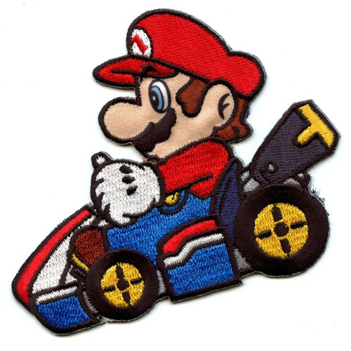 3.5 inches wide. a new Super Mario Kart embroidered patch. Sew or iron on. New.

Please note we will always combine shipping on like items.  Any additional patch or pin will ship for 50 cent per item.  Any additional payment will be reimbursed to your Paypal account.  Thank You.
