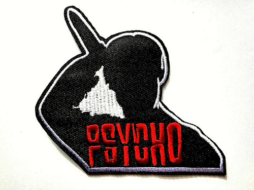 3 1/2 inches tall, a new Psycho (Alfred Hitchcock) Slasher embroidered patch. Sew on or iron on.

Please note we will always combine shipping on like items.  Any additional patch or pin will ship for 50 cent per item.  Any additional payment will be reimbursed to your Paypal account.  Thank You.