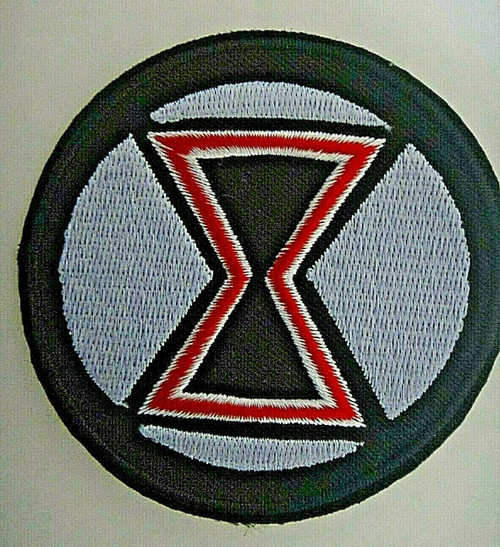 3 inches wide,  a new Black Widow (Marvel Comics) Logo Embroidered Patch.  Sew on or iron. 

Please note we will always combine shipping on like items.  Any additional patch or pin will ship for 50 cent per item.  Any additional payment will be reimbursed to your Paypal account.  Thank You.