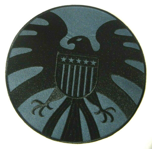 8 inches wide, a new Marvel Comics, Agents of Shield Avengers Eagle Military Embroidered Jacket Patch . Sew on or iron.  New.

Please note we will always combine shipping on like items.  Any additional patch or pin will ship for 50 cent per item.  Any additional payment will be reimbursed to your Paypal account.  Thank You.