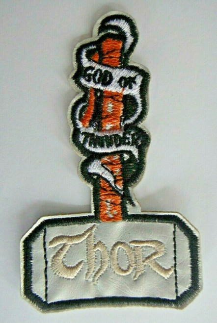 4 inches tall, a new The Mighty Thor "God of Thunder" Hammer  Embroidered Patch.  Sew on or iron. 

Please note we will always combine shipping on like items.  Any additional patch or pin will ship for 50 cent per item.  Any additional payment will be reimbursed to your Paypal account.  Thank You.