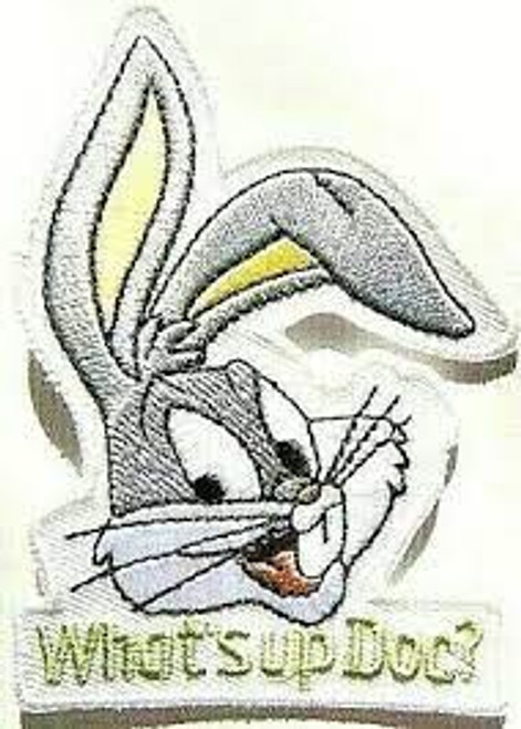 3 1/4 inches tall, a new Bugs Bunny "What's Up Doc?" (Looney Tunes) embroidered patch. Sew or iron on.

Please note we will always combine shipping on like items.  Any additional patch or pin will ship for 50 cent per item.  Any additional payment will be reimbursed to your Paypal account.  Thank You.