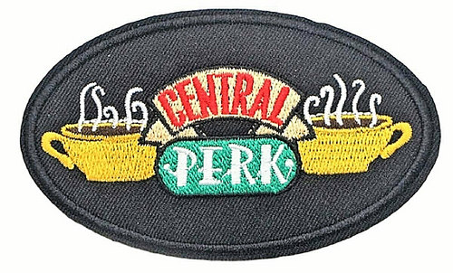4 inches wide, a new Friends TV Series  "Central Perk" embroidered patch. Sew or iron on.

Please note we will always combine shipping on like items.  Any additional patch or pin will ship for 50 cent per item.  Any additional payment will be reimbursed to your Paypal account.  Thank You.